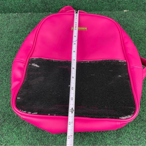 Juicy Couture Fuchsia Pink & Black Sequins Nylon Faux Leather Backpack main image 6